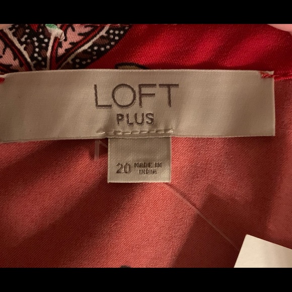 LOFT Plus Red Floral Long Sleeve Cuff Dress sz 20P - Picture 5 of 6